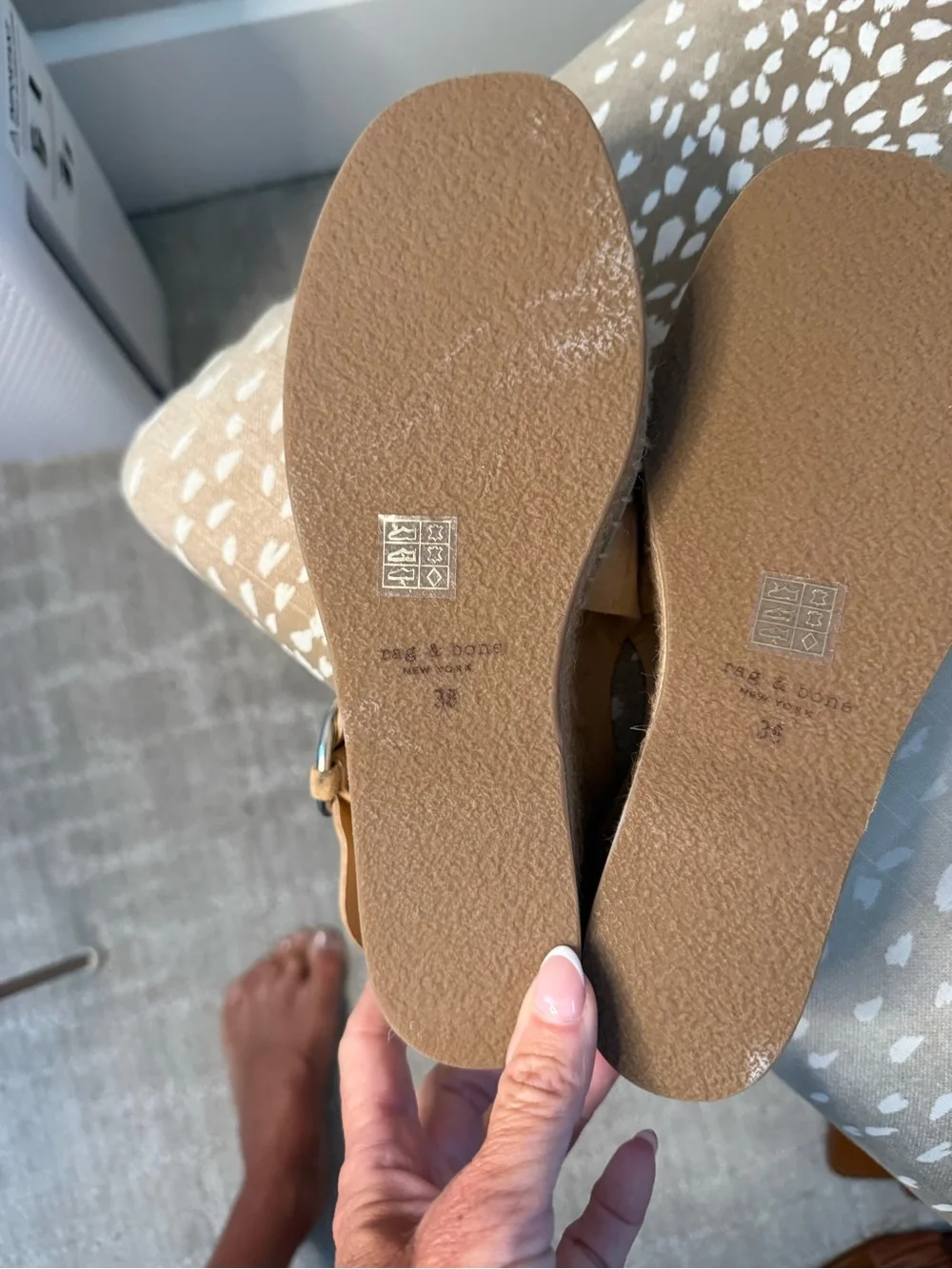 rag & bone Tan Suede Espadrille Wedge Sandals